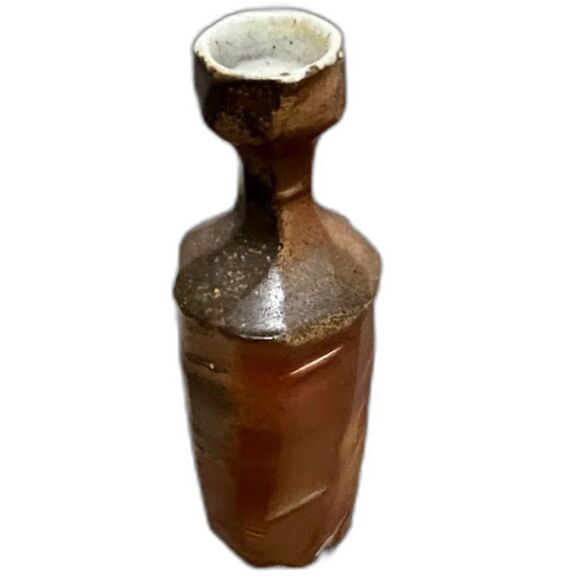 Vintage Jeff Bishoff Handmade Stoneware Pottery Vase Rustic Textured Georgia Art - Picture 1 of 9